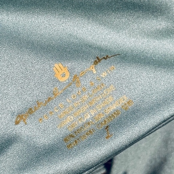 New! SPIRITUAL GANGSTER bikini twist top size large blue green - Picture 2 of 5